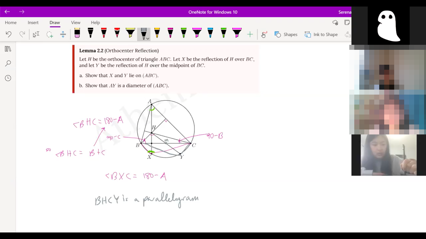 Picture of an ongoing AtheMath class during the Virtual Program